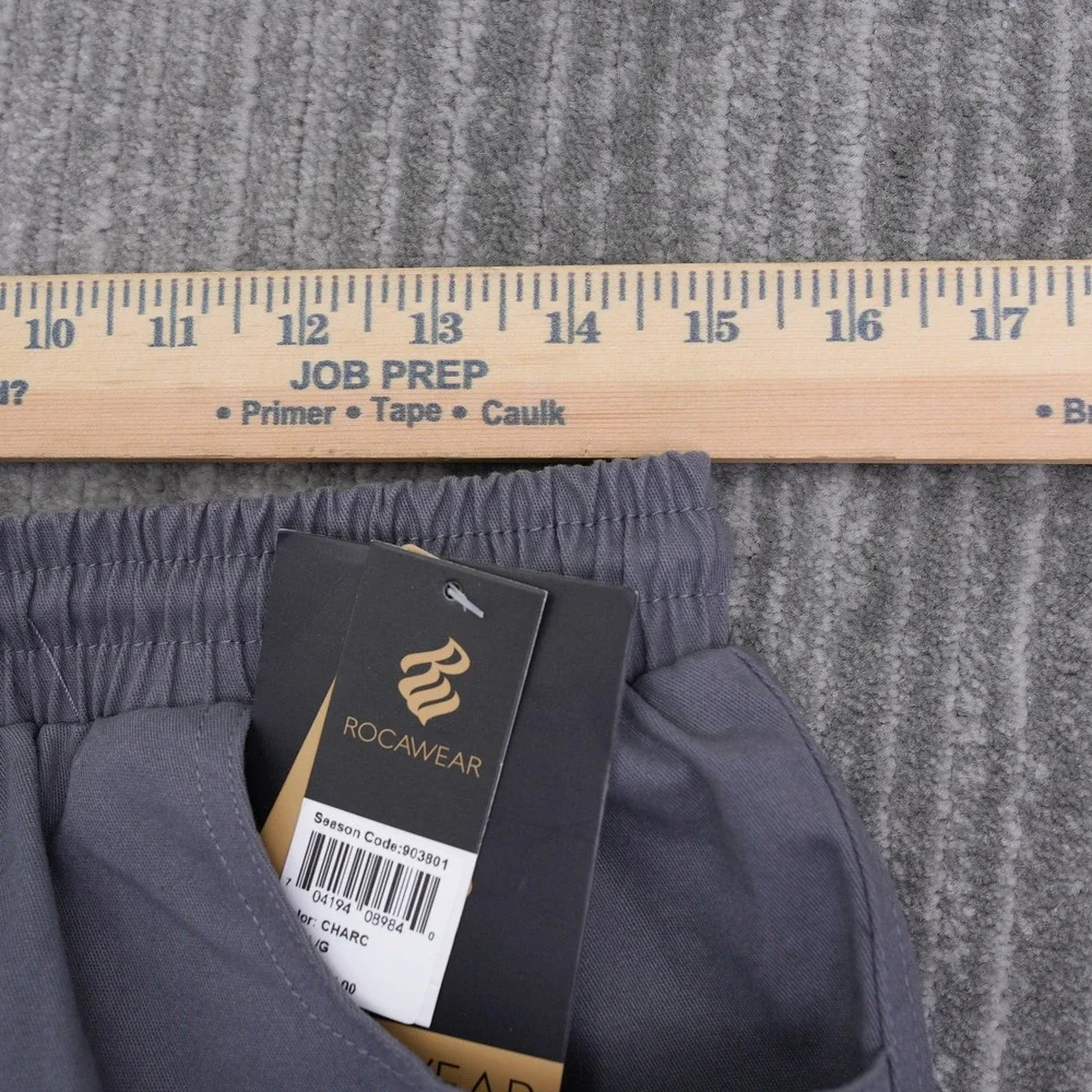 Rocawear Mens Cargo Pants Charcoal Grey Superior Graphic Joggers Large NWT